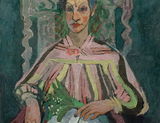 Portrait de femme au bouquet de muguet